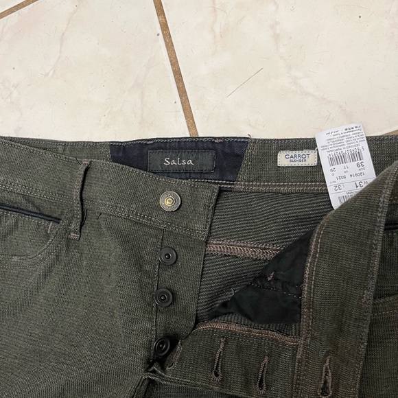 SALSA NEW! Khaki Green RARE! CARROT SLENDER Button Fly Jeans Sz 31x32 NEW! - Picture 7 of 7